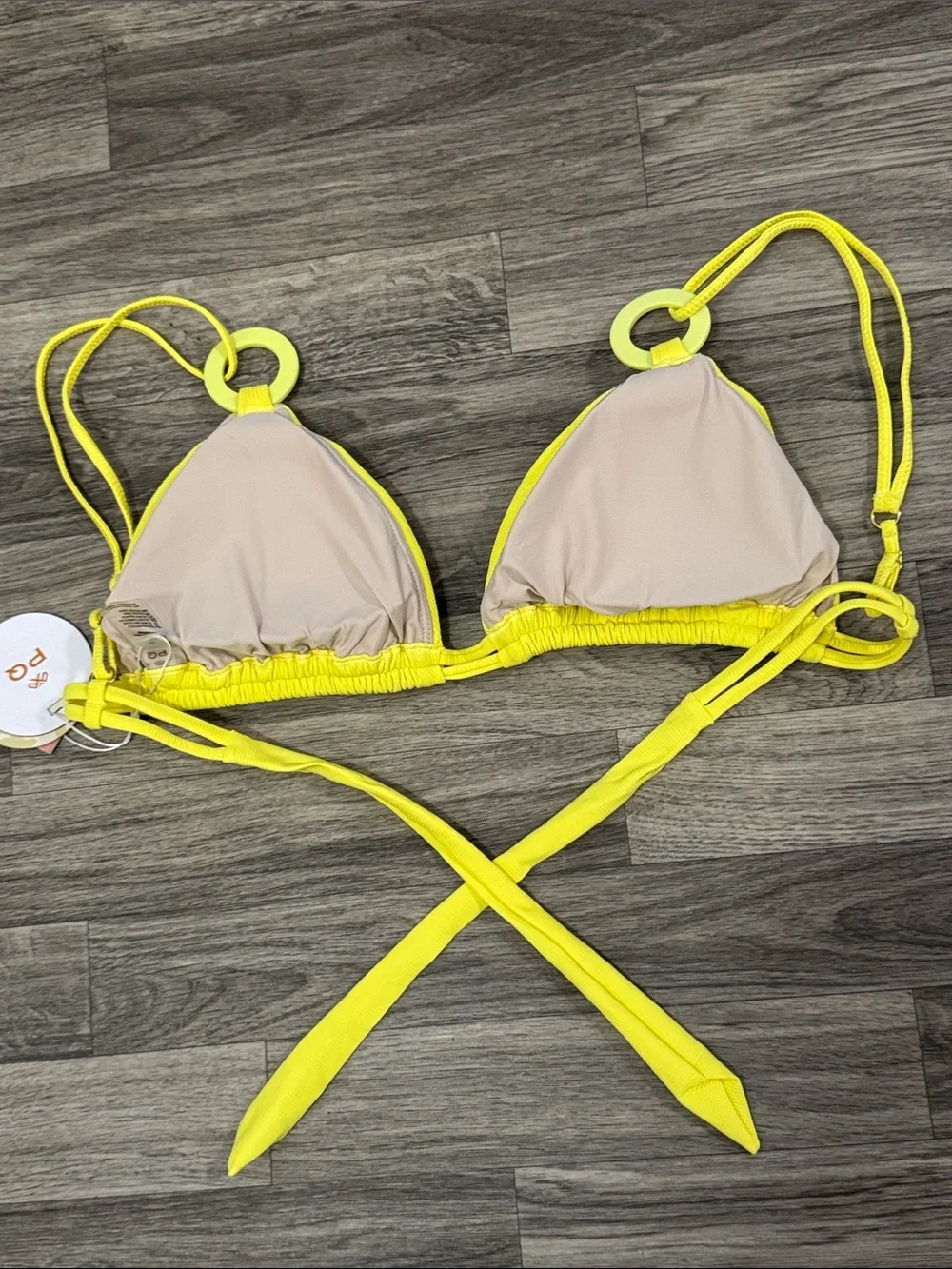 NWT PQ Swim Sunburst Ring Tri bikini top women’s sz D